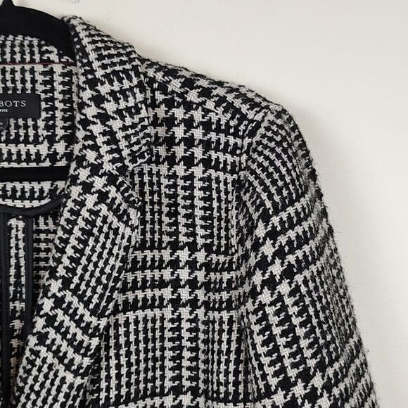 Talbot's Houndstooth Plaid Double Breasted Wool Blend Coat - Picture 3 of 12